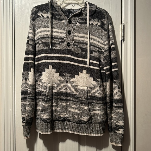 🦅American Eagle Vintage Aztec Pull Over Hoodie Sweater Unisex - Picture 2 of 16